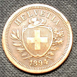 Svizzera helvetia switzerland 1 rappen 1894