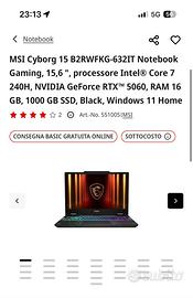 MSI cyborg 15 notebook gaming 15,6