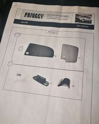 Opel Astra G 5p tendine parasole privacy