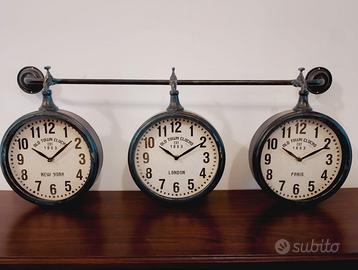 Orologio da parete triplo stile industrial/vintage