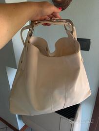 Borsa vintage anni '90 in vera pelle bianca – gran