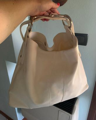 Borsa vintage anni '90 in vera pelle bianca – gran