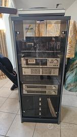 mobiletto Hi-fi nero con ante e cassettiera