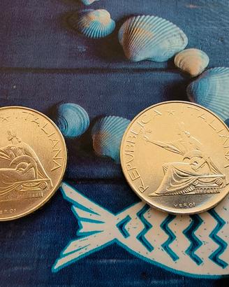 2 monete 500 lire d'argento centenario.