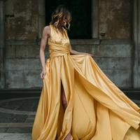 Vestito giallo lungo shoting fotografici
