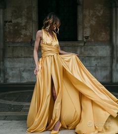 Vestito giallo lungo shooting fotografici