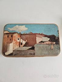 Scatola latta vintage dipinta Alemagna 