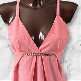 Canotta Top smanicato rosa / sotto giacca scollato