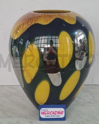 VASO VETRO BLU GIALLO SPECCHIO