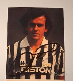CARTOLINA JUVENTUS ANNI 80 MICHEL PLATINI AUTOGRAF