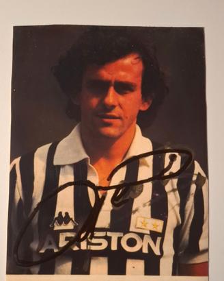 CARTOLINA JUVENTUS ANNI 80 MICHEL PLATINI AUTOGRAF