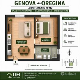 Oregina bilocale ristrutturato e arredato