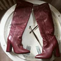 Stivali in pelle bordeaux donna n. 37