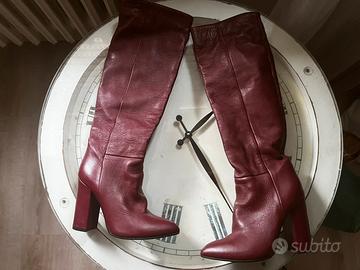 Stivali in pelle bordeaux donna n. 37