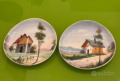 Set 2 piatti dipinti a mano vintage
