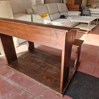 Vecchio ed antico banco da scuola due posti di epo