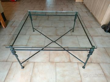 Tavolino in cristallo e ferro