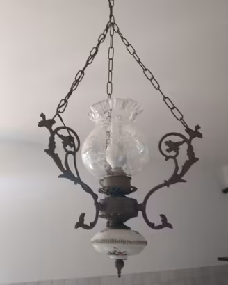 lampadario, lanterna in ceramica dipinta  vetro 