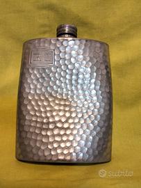 Fiaschetta tascabile peltro martellato vintage 
