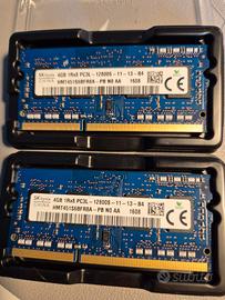 2 moduli DDR3L, 4GB cadauno, 1Rx8 , SODIM