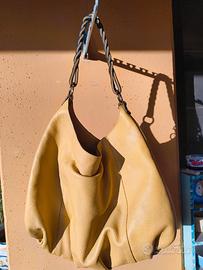 borsa manici intrecciati ocra