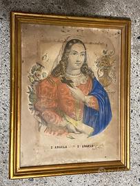 Stampa Antica Quadro S. Angela Santa Cornice 32x41
