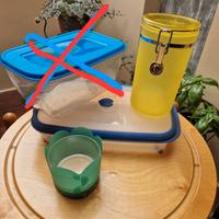 Set 3 pezzi contenitore cucina: vetro e plastica 