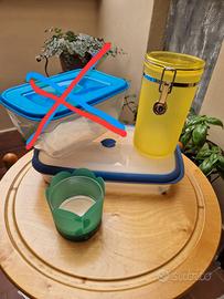 Set 3 pezzi contenitore cucina: vetro e plastica 