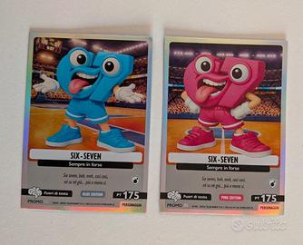 Set 2 carte brainrot promo SIX-SEVEN Blue/Pink
