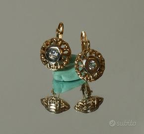 Orecchini Vintage Oro 12 KT e Pietra Centrale