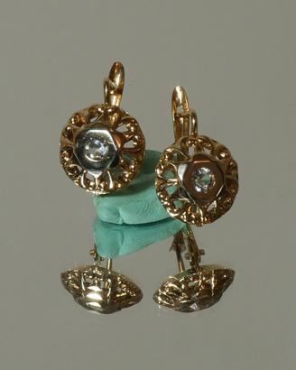 Orecchini Vintage Oro 12 KT e Pietra Centrale