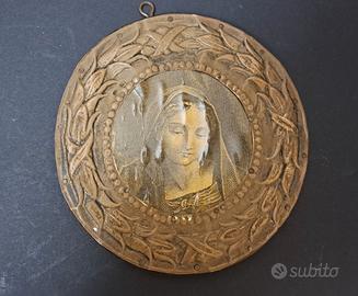 Quadretto miniatura tonda Madonna 18 cm argent 925