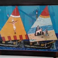 Quadro d'epoca con bragozzi