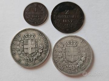 monete Regno d'Italia Vitt Em II 2 x lira argento