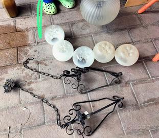 lampadari ferro battuto e globi