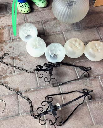 lampadari ferro battuto e globi