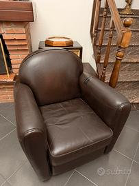 Poltrona  club pelle marrone vintage
