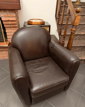Poltrona  club pelle marrone vintage