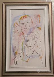 Dipinto arte contemporanea volti femminili