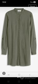 camicia simile seta verde militare 