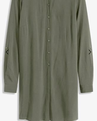camicia simile seta verde militare 