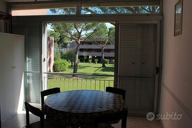 Ampio bilocale con veranda in residence con piscin