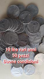 50 MONETE DA 10 LIRE ITALIANE ANNI  DIVERSI