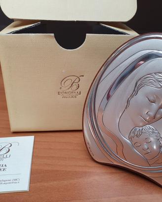 QUADRETTO MADONNA CON BAMBINO IN ARGENTO 