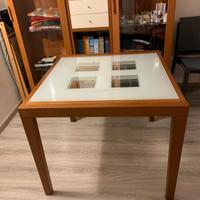 tavolo in legno ciliegio e vetro + 4 sedie