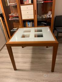 tavolo in legno ciliegio e vetro + 4 sedie