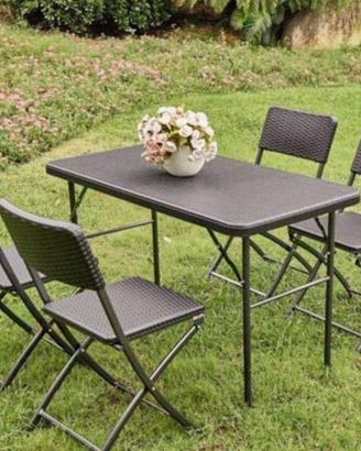 Set giardino esterno pieghevole - tavolo + 4 sedie