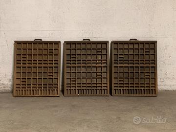 Tre cassetti tipografia officina con scomparti