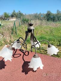 lampadario ferro battuto a 5 lampadine fiore