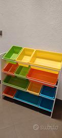 scaffale organizer in legno con 12 scomparti 